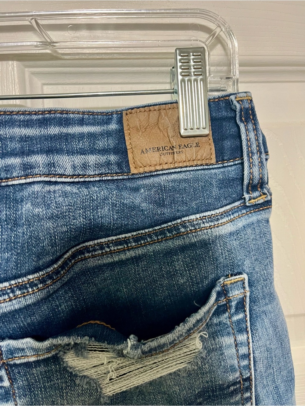 American Eagle Outfitters Distressed Blue Denim Cutoff Shorts Size 12 - Picture 4 of 7